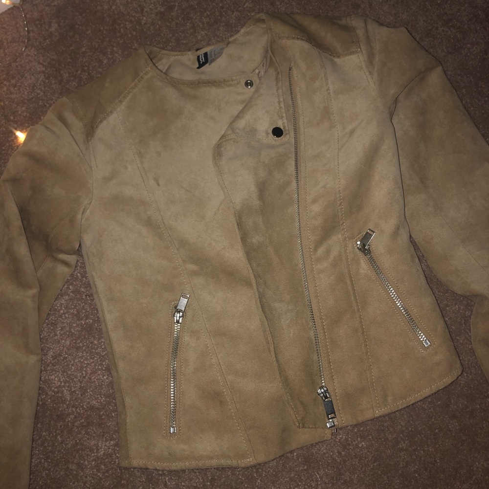 Suede bomber jacket  beige